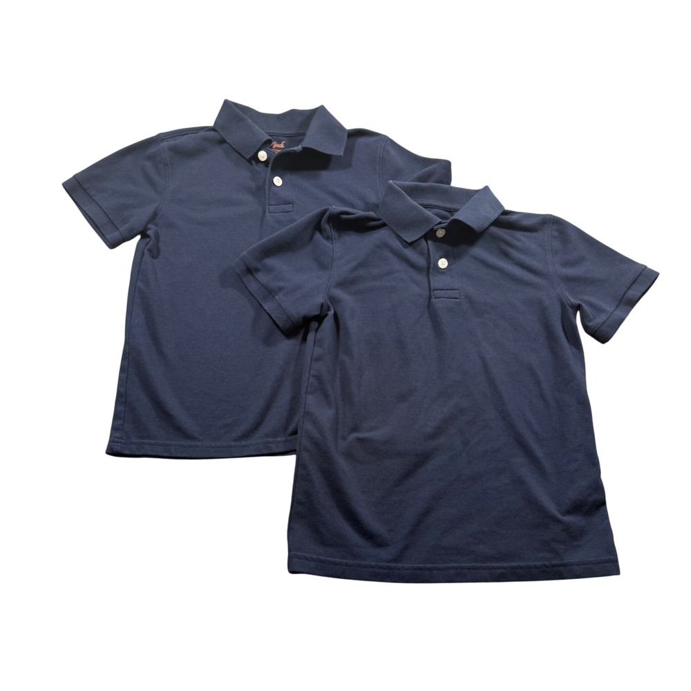 Cat & Jack Polo Shirts Kids S 6/7 Navy Blue Excellent School Uniform 2-Pack